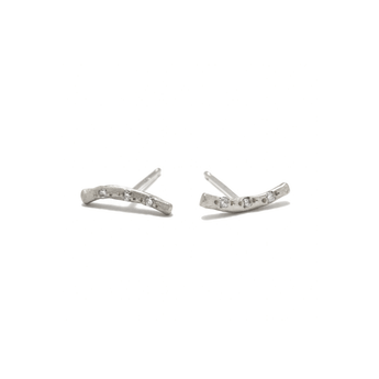 Short Brushed Bar Studs - 10KT or Sterling Silver Earrings Page Sargisson Sterling Silver With Diamonds Full Pair