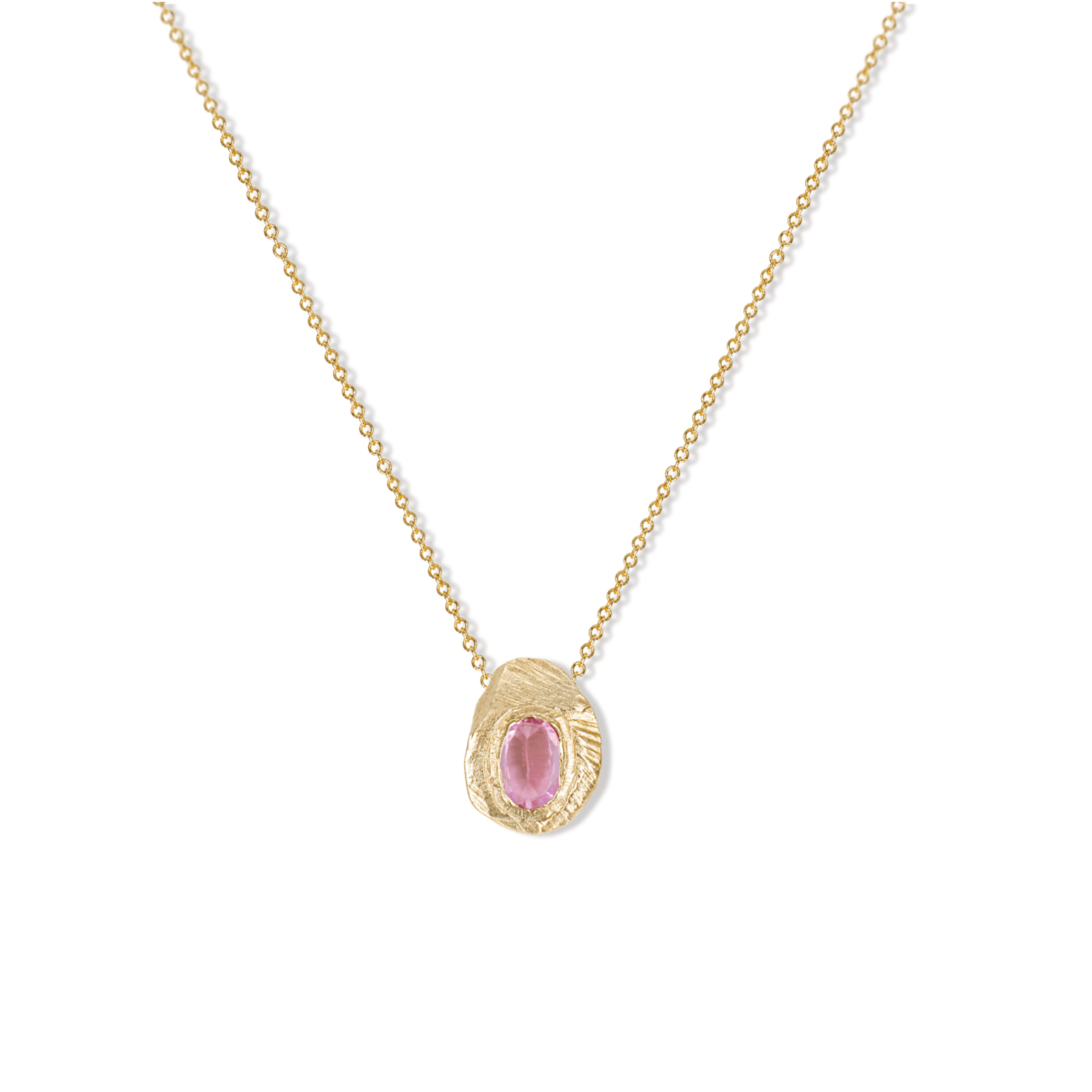 Handmade necklace in 18kt gold with an oval ruby
