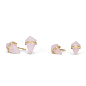 18K Kite Stud Earrings in Pink Opal Earrings Gemorex 