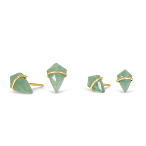 18K Kite Stud Earrings in Green Aventurine Earrings Gemorex 