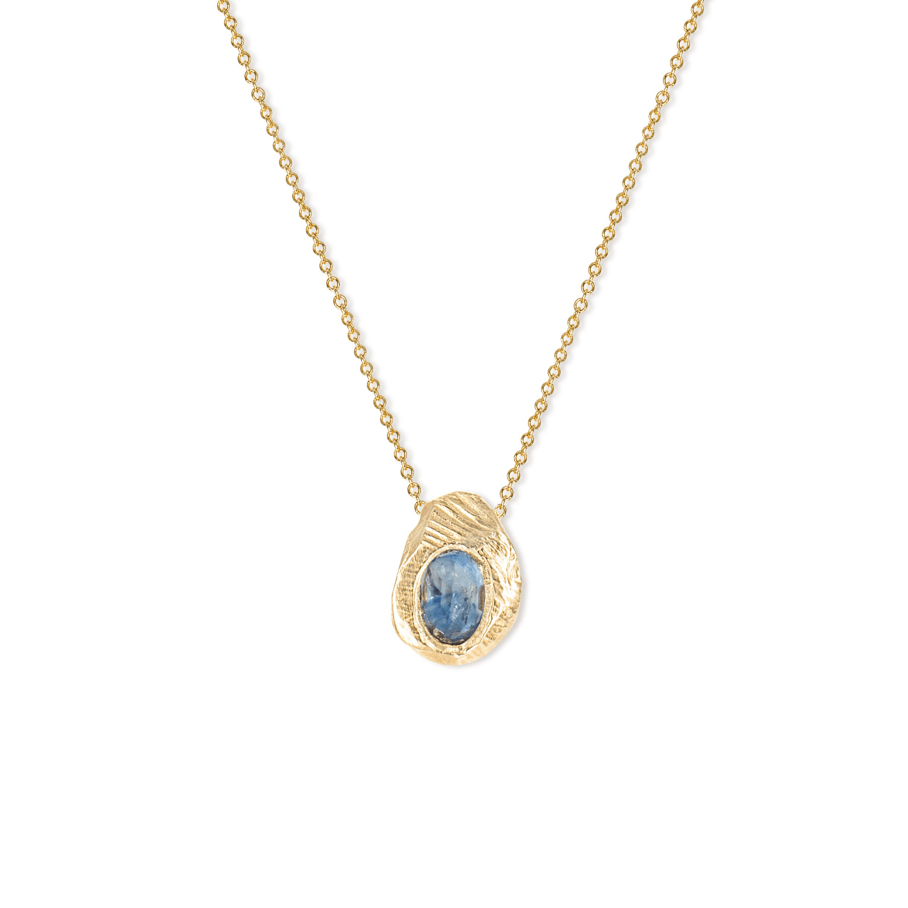 18K Oval Slider Necklace in Denim Blue Sapphire Necklace Page Sargisson 