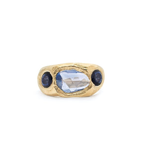 18K Three Sapphire Ring - Custom Rings Page Sargisson Blue Dark Blue 