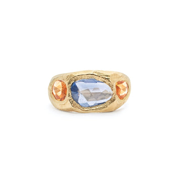 18K Three Sapphire Ring - Custom Rings Page Sargisson Blue Orange 