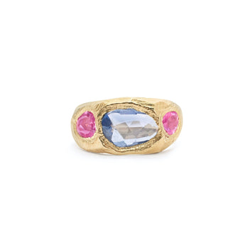 18K Three Sapphire Ring - Custom Rings Page Sargisson Blue Pink 