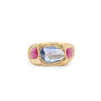 18K Three Sapphire Ring - Custom Rings Page Sargisson Blue Ruby 