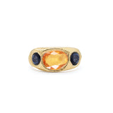 18K Three Sapphire Ring - Custom Rings Page Sargisson Orange Dark Blue 