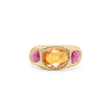 18K Three Sapphire Ring - Custom Rings Page Sargisson Orange Ruby 