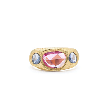 18K Three Sapphire Ring - Custom Rings Page Sargisson Pink Blue 
