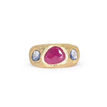 18K Three Sapphire Ring - Custom Rings Page Sargisson Ruby Blue 