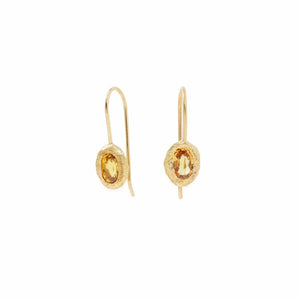 18K Oval Fixed Hook Earrings in Yellow Sapphire Earrings Page Sargisson 