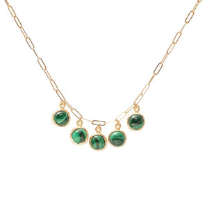 10K Semi-Precious Five Stone Drop Necklace in Malachite Necklace Page Sargisson 