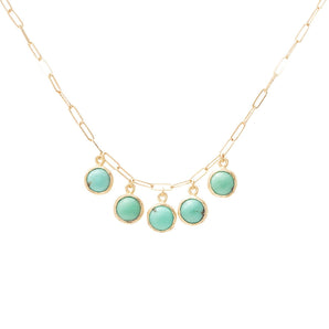 10K Semi-Precious Five Stone Drop Necklace in Turquoise Necklace Page Sargisson 