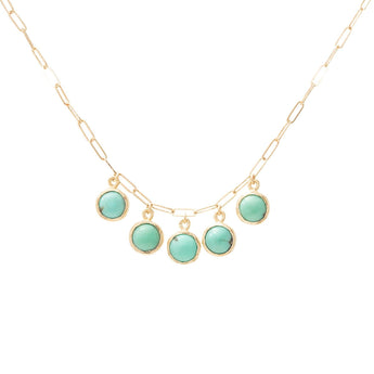 10K Semi-Precious Five Stone Drop Necklace in Turquoise Necklace Page Sargisson 