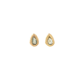 18K Teardrop Studs in Green Sapphire Earrings Page Sargisson 