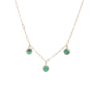10K Semi-Precious Three Stone Drop Necklace in Malachite Necklace Page Sargisson 