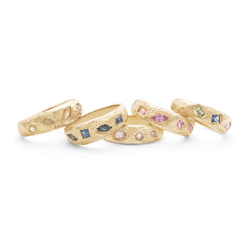 18K Geometric Mixed Band in Pink Sapphire Rings Page Sargisson 
